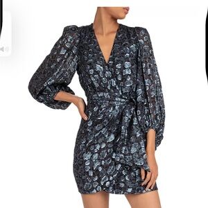 ba&sh NWOT Ginger Blouson-Sleeve Wrap mini dress size XS